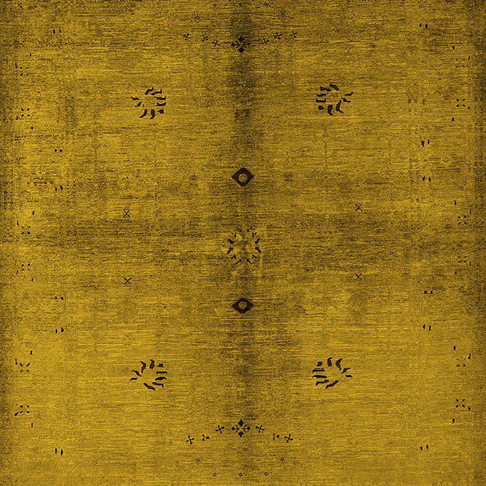 Machine Washable Oriental Yellow Industrial Rug, wshurb1592yw