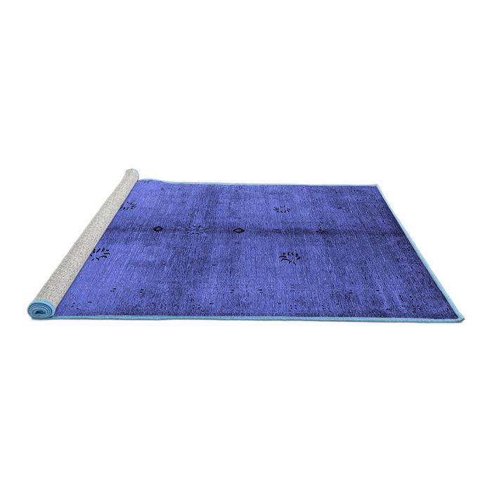 Sideview of Machine Washable Oriental Blue Industrial Rug, wshurb1592blu