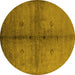 Round Machine Washable Oriental Yellow Industrial Rug, wshurb1592yw