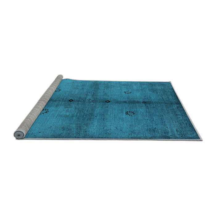 Sideview of Machine Washable Oriental Light Blue Industrial Rug, wshurb1592lblu