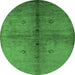 Round Oriental Green Industrial Rug, urb1592grn