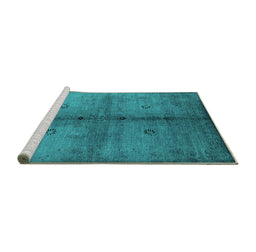 Sideview of Machine Washable Oriental Turquoise Industrial Area Rugs, wshurb1592turq
