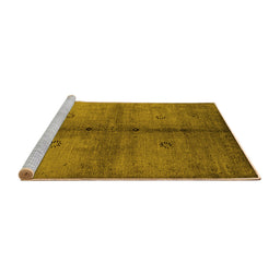 Sideview of Machine Washable Oriental Yellow Industrial Rug, wshurb1592yw