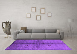 Machine Washable Oriental Purple Industrial Area Rugs in a Living Room, wshurb1592pur