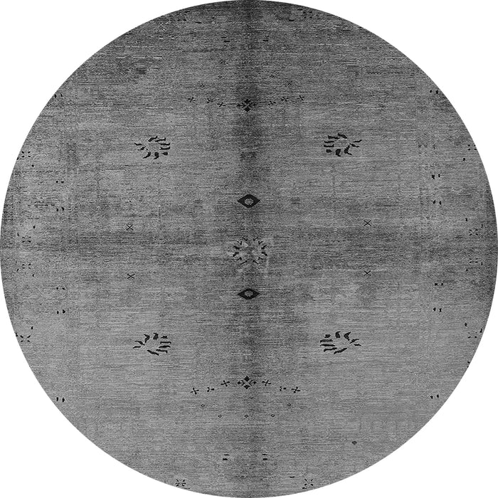 Round Machine Washable Oriental Gray Industrial Rug, wshurb1592gry