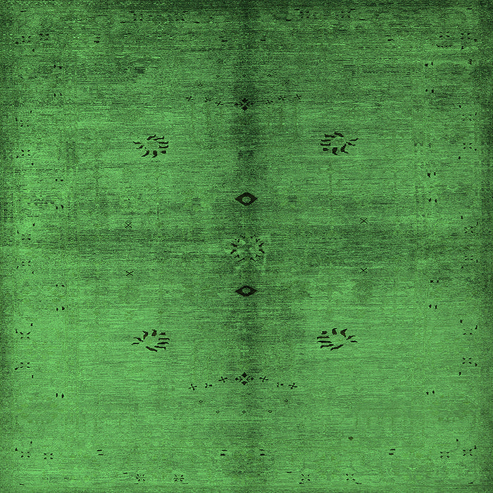 Square Machine Washable Oriental Green Industrial Area Rugs, wshurb1592grn