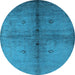 Round Oriental Light Blue Industrial Rug, urb1592lblu