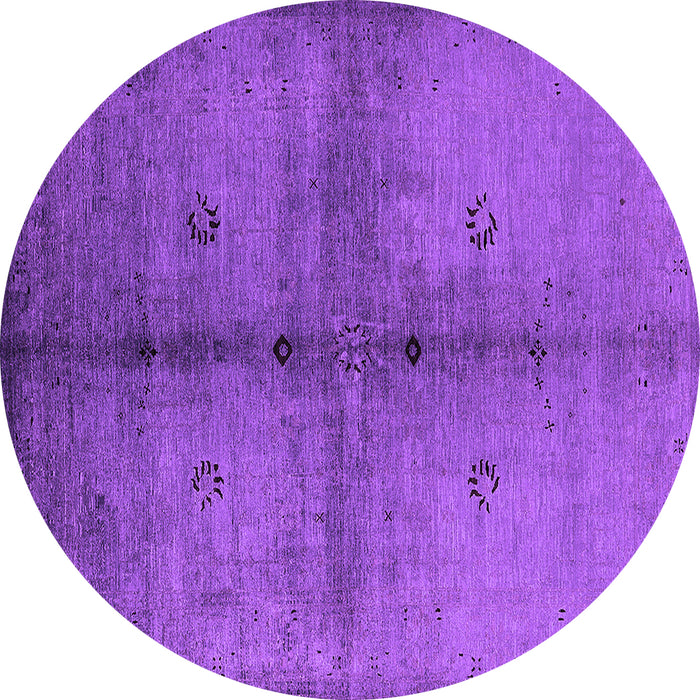 Round Machine Washable Oriental Purple Industrial Area Rugs, wshurb1592pur