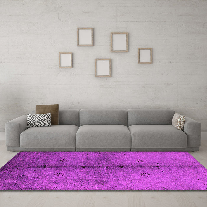 Machine Washable Oriental Pink Industrial Rug in a Living Room, wshurb1592pnk