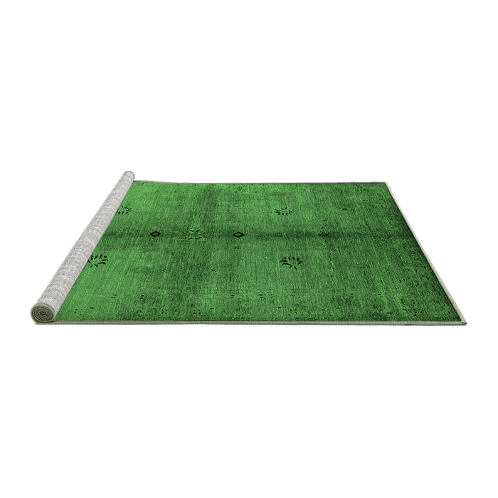 Sideview of Machine Washable Oriental Green Industrial Area Rugs, wshurb1592grn