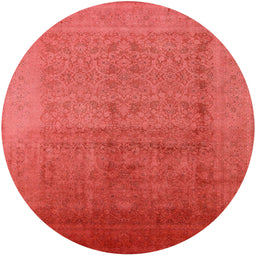 Round Mid-Century Modern Red Oriental Rug, urb1593