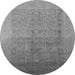 Round Oriental Gray Industrial Rug, urb1593gry