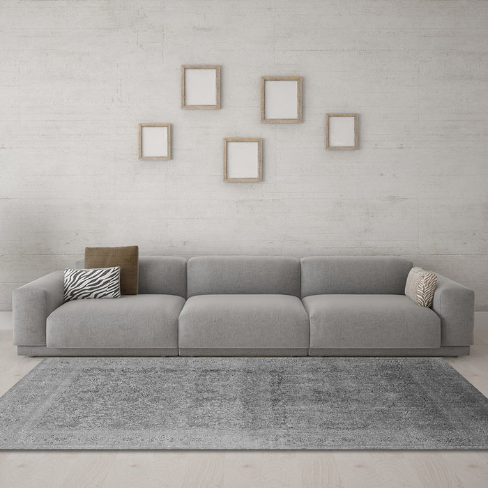 Machine Washable Oriental Gray Industrial Rug in a Living Room,, wshurb1593gry