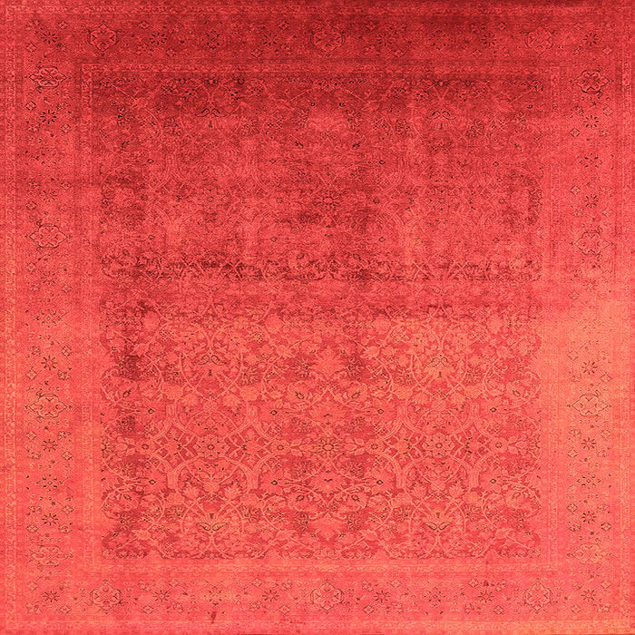 Square Machine Washable Oriental Orange Industrial Area Rugs, wshurb1593org