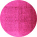 Round Oriental Pink Industrial Rug, urb1593pnk