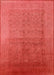 Machine Washable Industrial Modern Fire Red Rug, wshurb1593