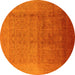 Round Oriental Yellow Industrial Rug, urb1593yw