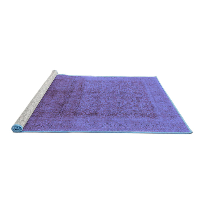 Sideview of Machine Washable Oriental Blue Industrial Rug, wshurb1593blu