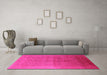 Machine Washable Oriental Pink Industrial Rug in a Living Room, wshurb1593pnk