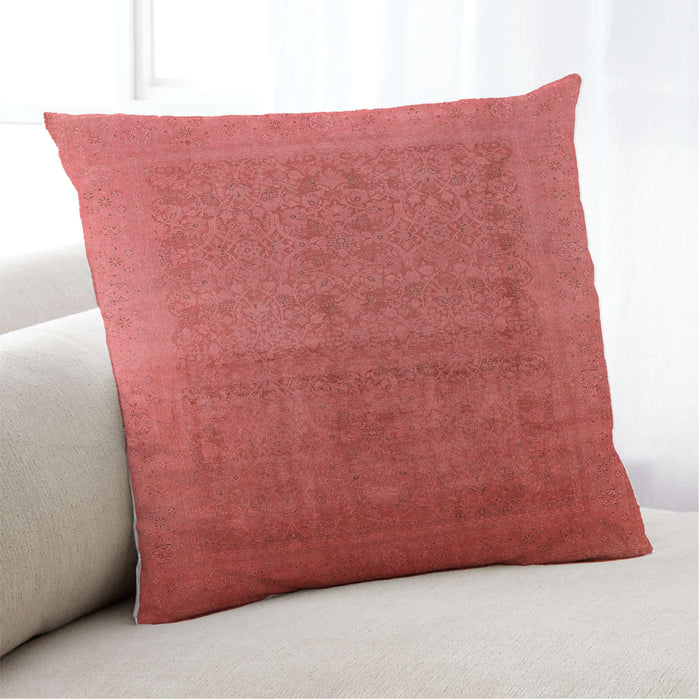 Lifestyle Image of Mid-Century Modern Urban Square Fire Red Throw Pillow, 18 inch by 18 inch, pwurb1593