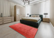 Mid-Century Modern Red Oriental Rug in a Bedroom, urb1593