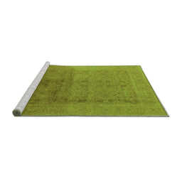 Sideview of Machine Washable Oriental Green Industrial Area Rugs, wshurb1593grn