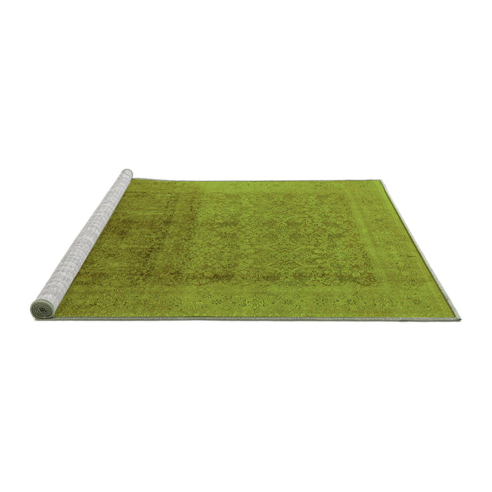 Sideview of Machine Washable Oriental Green Industrial Area Rugs, wshurb1593grn