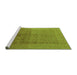 Sideview of Machine Washable Oriental Green Industrial Area Rugs, wshurb1593grn