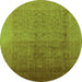 Round Oriental Green Industrial Rug, urb1593grn