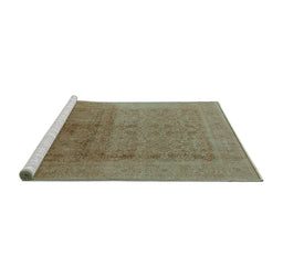 Sideview of Machine Washable Oriental Turquoise Industrial Area Rugs, wshurb1593turq