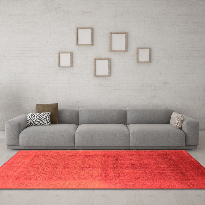 Machine Washable Oriental Orange Industrial Area Rugs in a Living Room, wshurb1593org