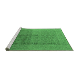 Sideview of Machine Washable Oriental Emerald Green Industrial Area Rugs, wshurb1593emgrn
