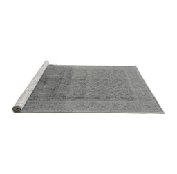 Sideview of Machine Washable Oriental Gray Industrial Rug, wshurb1593gry