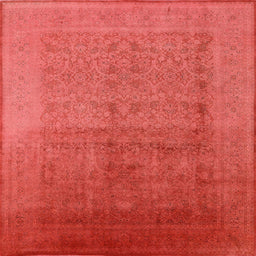 Square Machine Washable Industrial Modern Fire Red Rug, wshurb1593