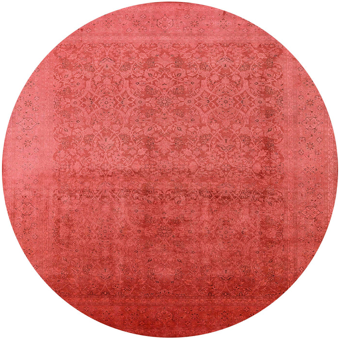 Round Machine Washable Industrial Modern Fire Red Rug, wshurb1593