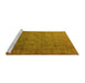 Sideview of Machine Washable Oriental Yellow Industrial Rug, wshurb1594yw