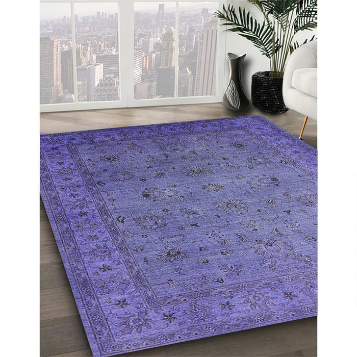 Machine Washable Industrial Modern Medium Slate Blue Rug in a Family Room, wshurb1594