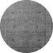 Round Machine Washable Oriental Gray Industrial Rug, wshurb1594gry