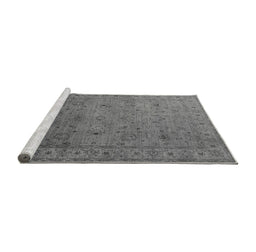 Sideview of Machine Washable Oriental Gray Industrial Rug, wshurb1594gry