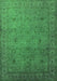 Machine Washable Oriental Green Industrial Area Rugs, wshurb1594grn