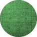 Round Oriental Emerald Green Industrial Rug, urb1594emgrn