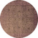 Round Oriental Brown Industrial Rug, urb1594brn