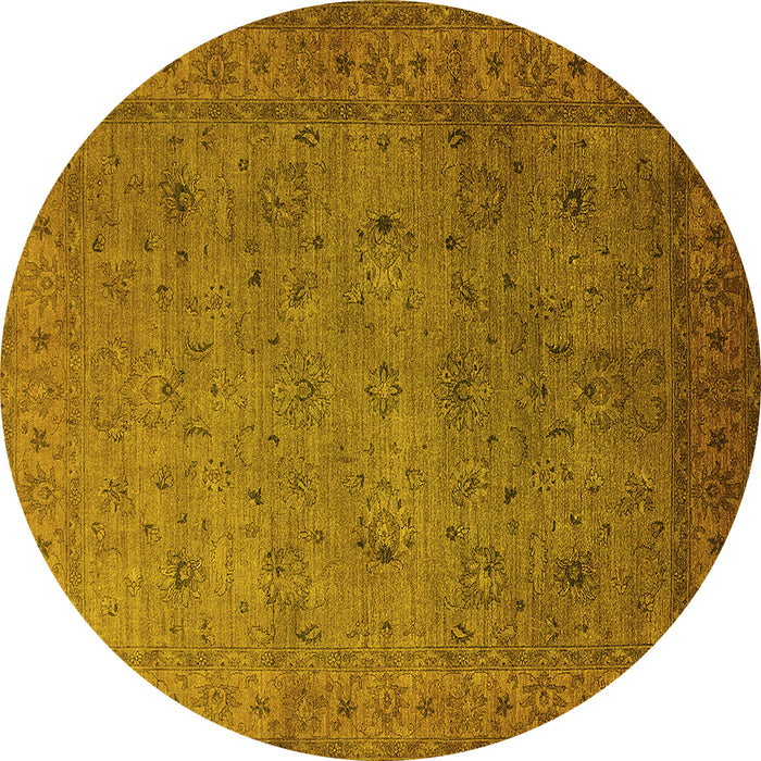 Round Oriental Yellow Industrial Rug, urb1594yw