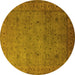 Round Oriental Yellow Industrial Rug, urb1594yw