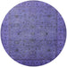 Round Mid-Century Modern Slate Blue Oriental Rug, urb1594