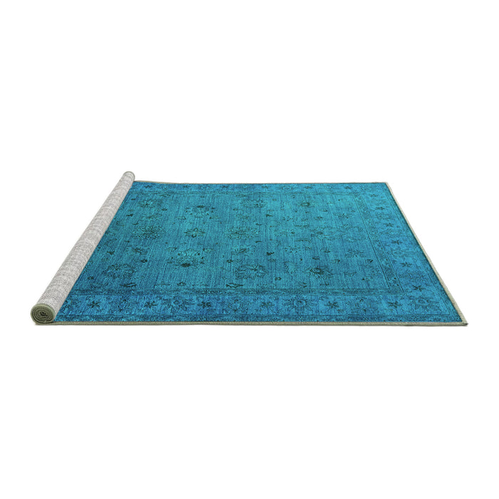 Sideview of Machine Washable Oriental Turquoise Industrial Area Rugs, wshurb1594turq