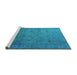 Sideview of Machine Washable Oriental Turquoise Industrial Area Rugs, wshurb1594turq