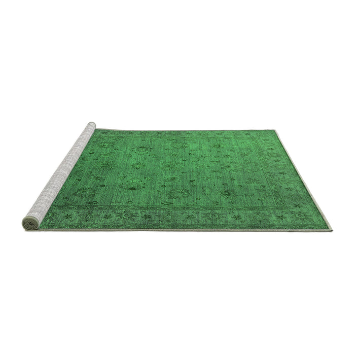 Sideview of Machine Washable Oriental Green Industrial Area Rugs, wshurb1594grn