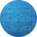 Round Oriental Light Blue Industrial Rug, urb1594lblu