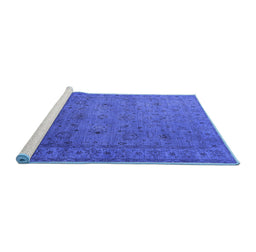 Sideview of Machine Washable Oriental Blue Industrial Rug, wshurb1594blu